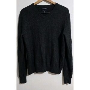 Daniel Hechter Sweater Men Sz L Pullover Dark Gray 2 Ply 100% Cashmere‎ Vneck